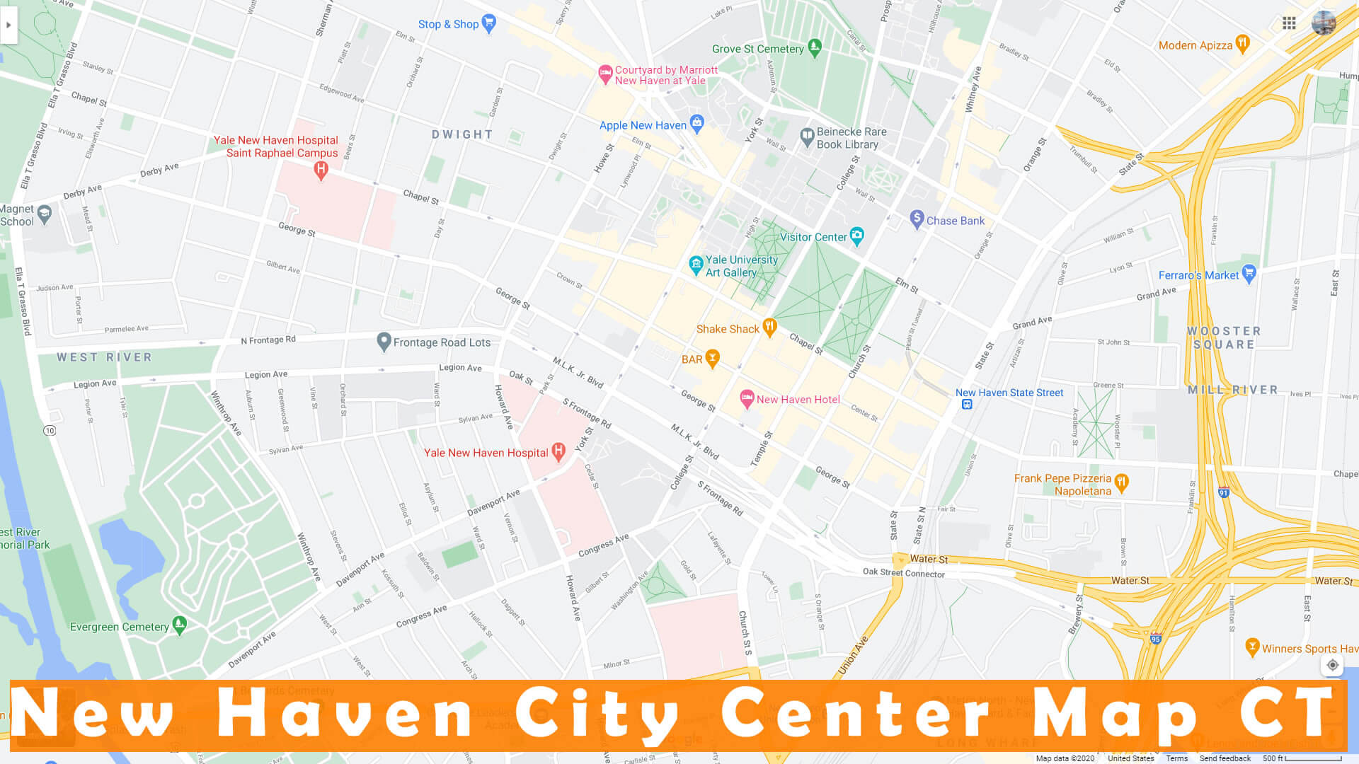 New Haven Ville Centrer Carte CT
